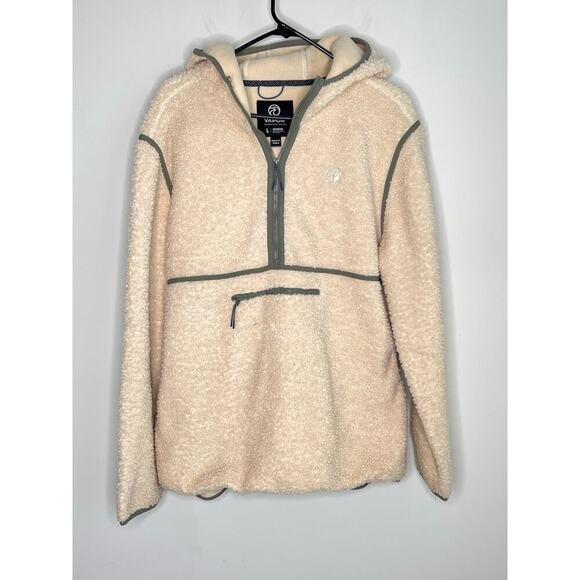 Vapor Apparel Headwind 1/4 Zip Poly Fleece Hoodie Natural Men's Size Large - Picture 4 of 10